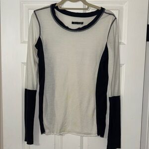 rag & bone Contrast Black and Cream Long Sleeve Tee size large
